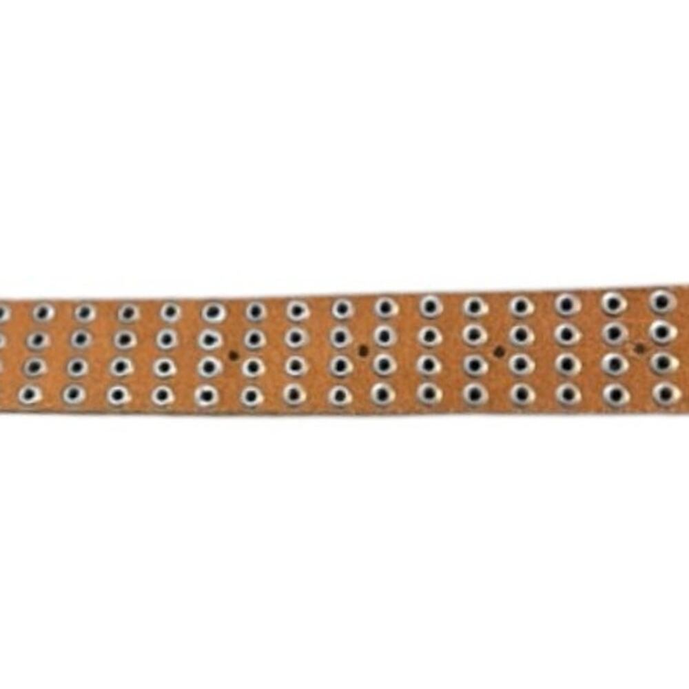 White Cream Studded Leather Belt Medium 31.5-37 Western Boho 1” Y2K - Picture 9 of 9